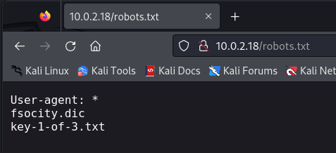 Contenido del archivo robots.txt de la máquina