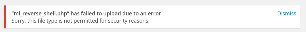 Intento de carga de la reverse shell en WordPress