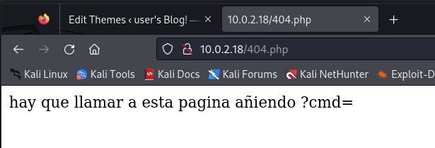 Ejecución de la página 404.php modificada
