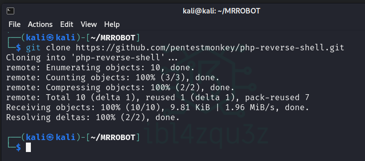 Clonado del repositorio php-reverse-shell