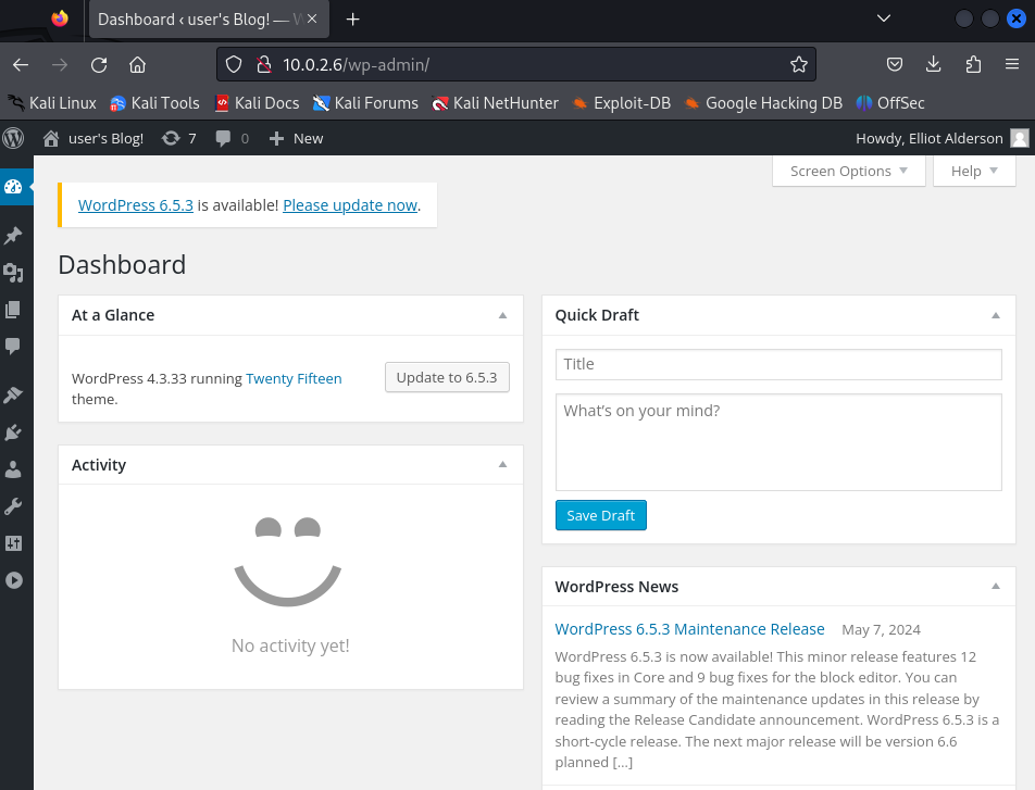 Panel de administración de WordPress
