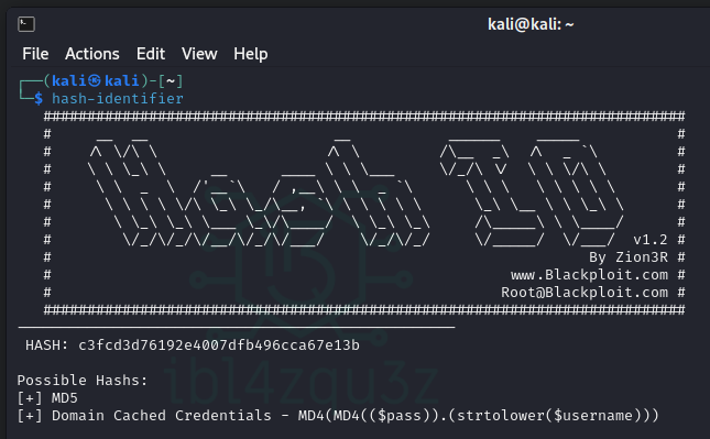 Identificación del hash como MD5