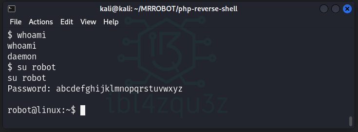 Cambio de sesión al usuario robot