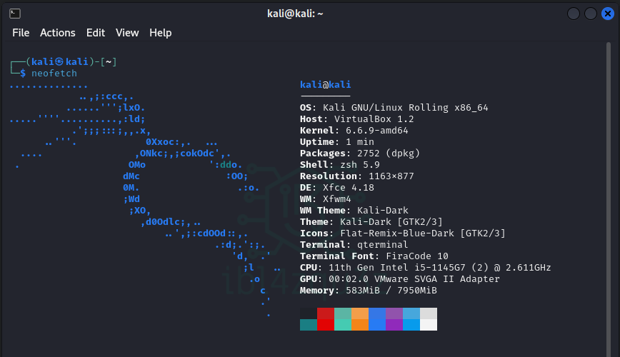 Escritorio de Kali Linux utilizado como máquina atacante